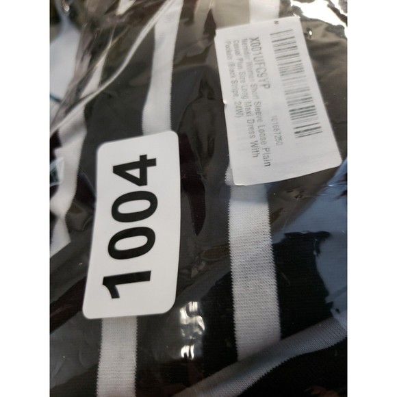 Nemidor Midi Dress Black white Striped 24W Stretch pockets NEW - Picture 9 of 9